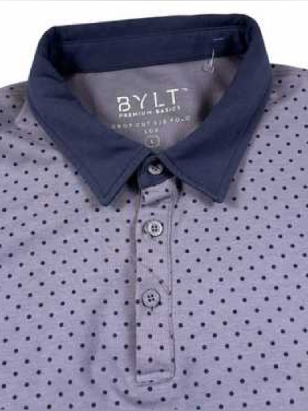 BYLT Premium Basics Lux Polo shirt XL Purple gray Polka Dot Golf casual career
